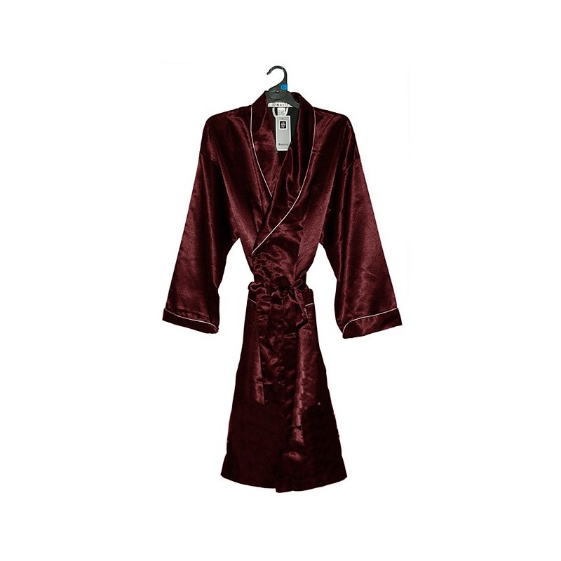 CS1117 - Smartex Satin Dressing Gown Burgundy